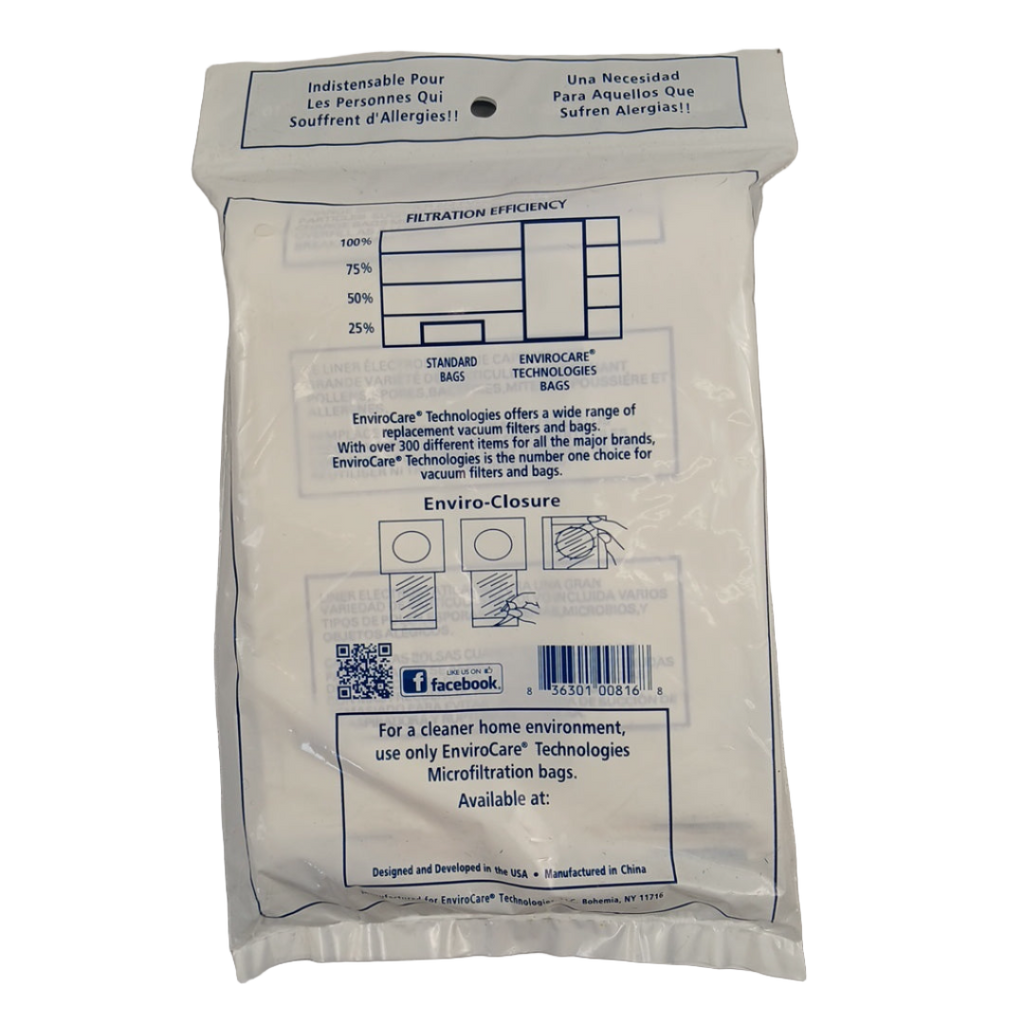 816 VACUUM BAG, Micro filtration 3 PK - XPart Supply
