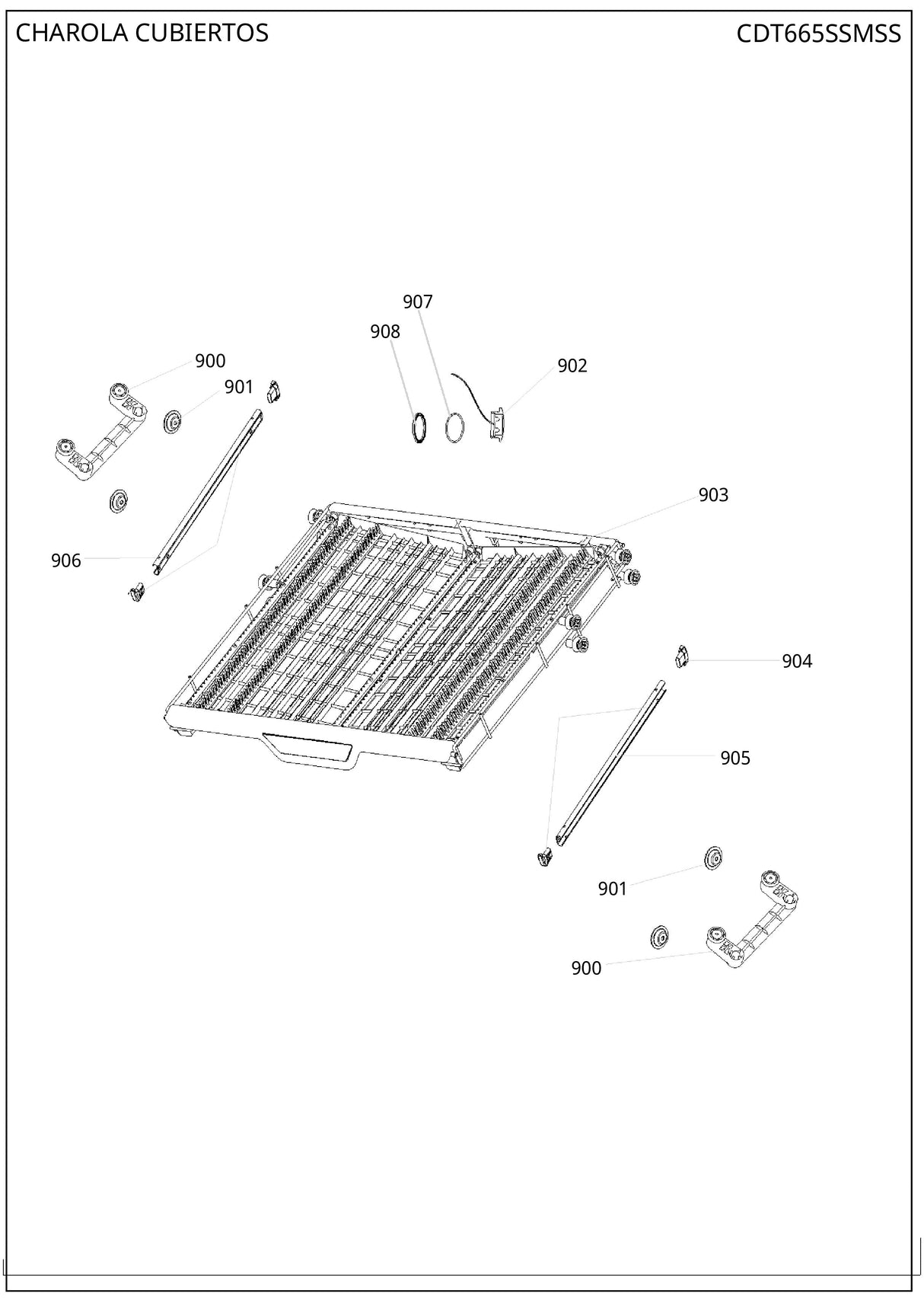 WG04F10265 Dishwasher Upper Cutlery Assembly
