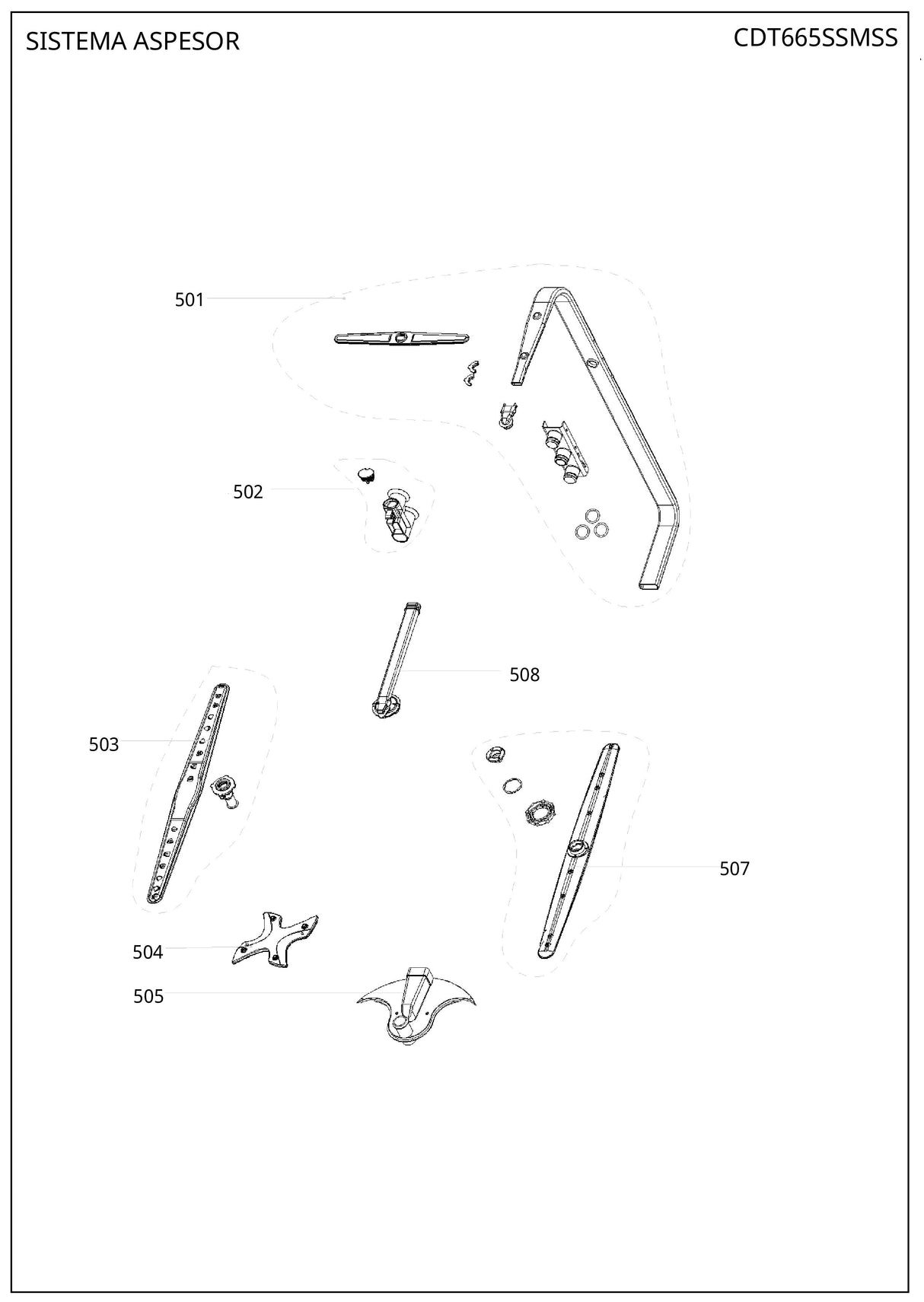 WG04F08007 Dishwasher Middle Wash Arm (replaces 673000310024)