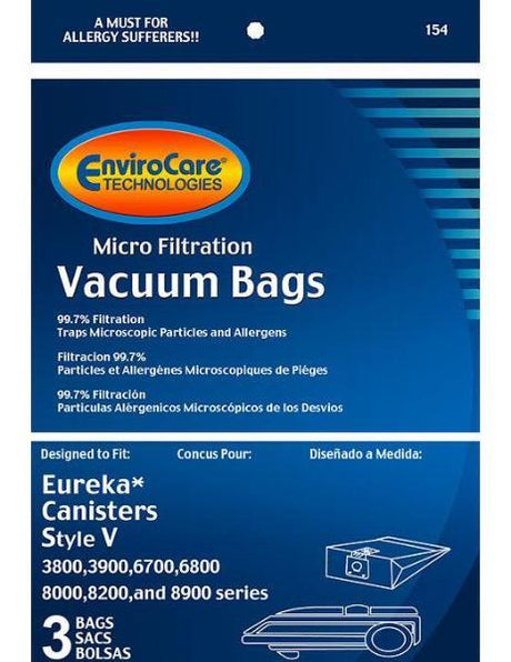 Eureka Type V Canister Vacuum Bags 3pk Part 154 - XPart Supply