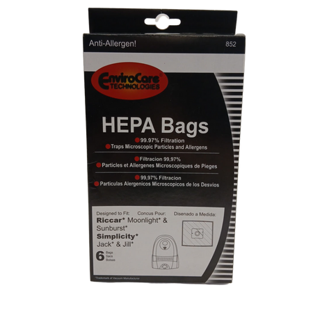 852 Vacuum bag, 6 PK TYPE "Z" HEPA FILTER - XPart Supply