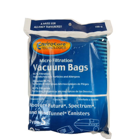 109-9 VACUUM BAG, TYPE "S" MICRO FILTRATION, 9 PK - XPart Supply