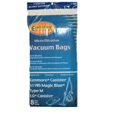 Kenmore Type M, 51195, Magic Blue, LG Vacuum Bags 8PK Part 203 - XPart Supply