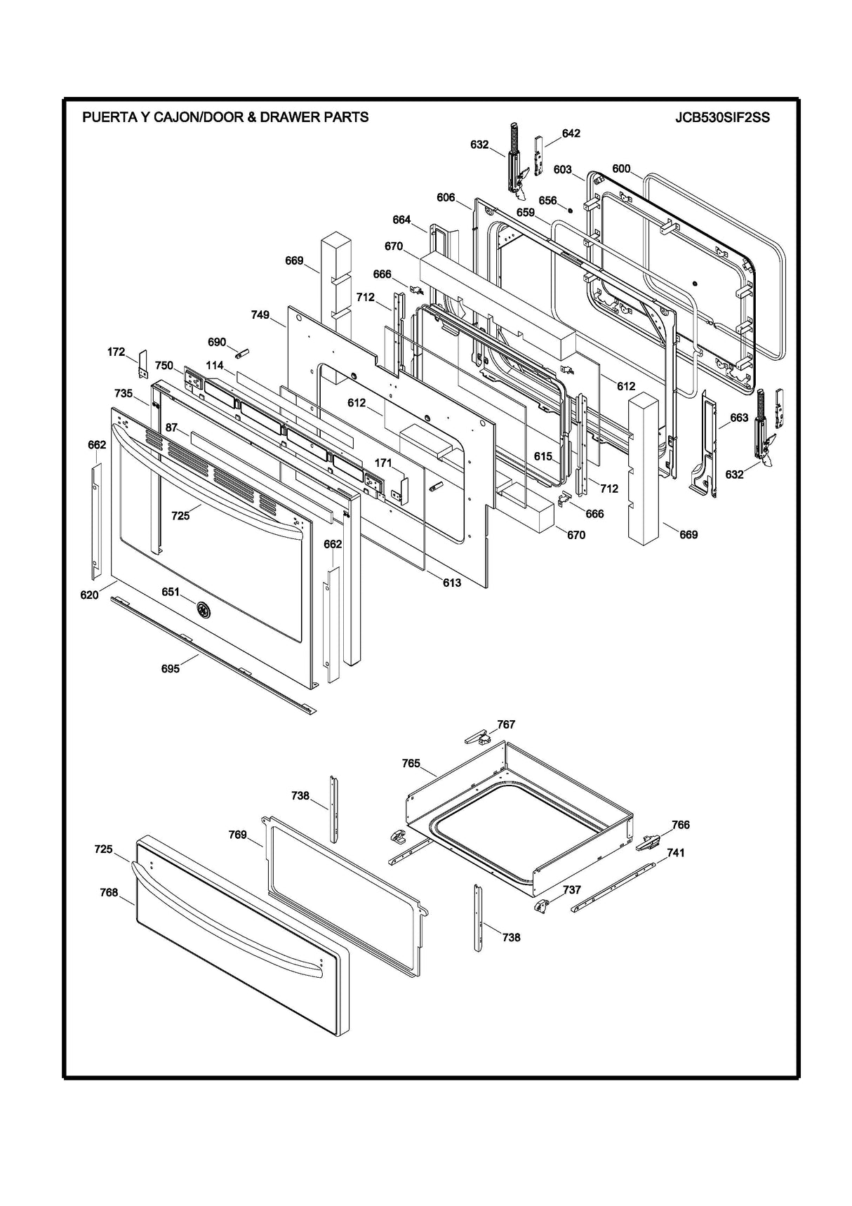 WS01L13565 Range Oven Door Assembly - XPart Supply