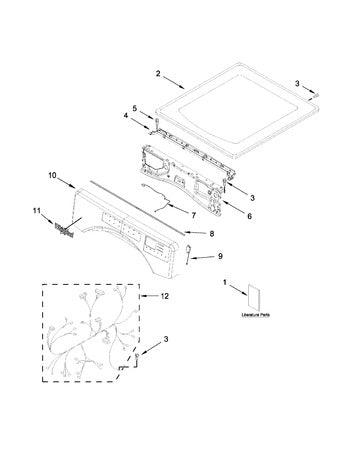 WPW10460919 Dryer Top Panel, Black (replaces W10460919)