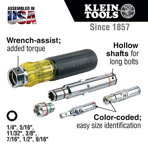 Tools 32807MAG 7-in-1 Nut Driver, Magnetic Driver with SAE Hex Nut Sizes and Spring Coil Bits, Heavy-Duty Handle for Added Torque - XPart Supply