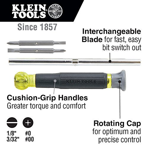 KLEIN TOOLS 32581 Screwdriver, 4-in-1 Precision Electronics Screwdriver with Industrial Strength Bits Klein Tools - Appliance Genie