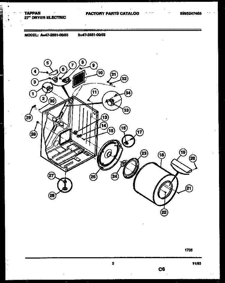 5303281153 Dryer Rear Bearing Kit