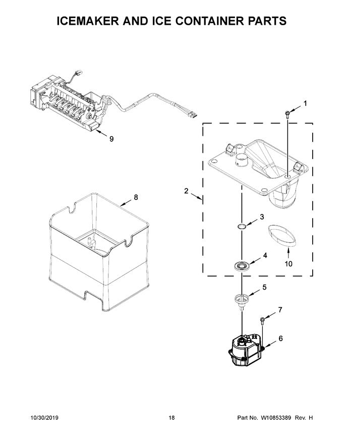 XP11129522 Refrigerator Ice Bucket, Replaces W11129522 - XPart Supply