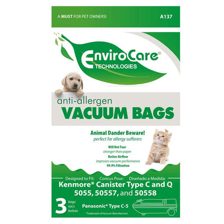 Kenmore Type Q, 5055 Canister Vacuum Bags 3PK Part A137 - Appliance Genie