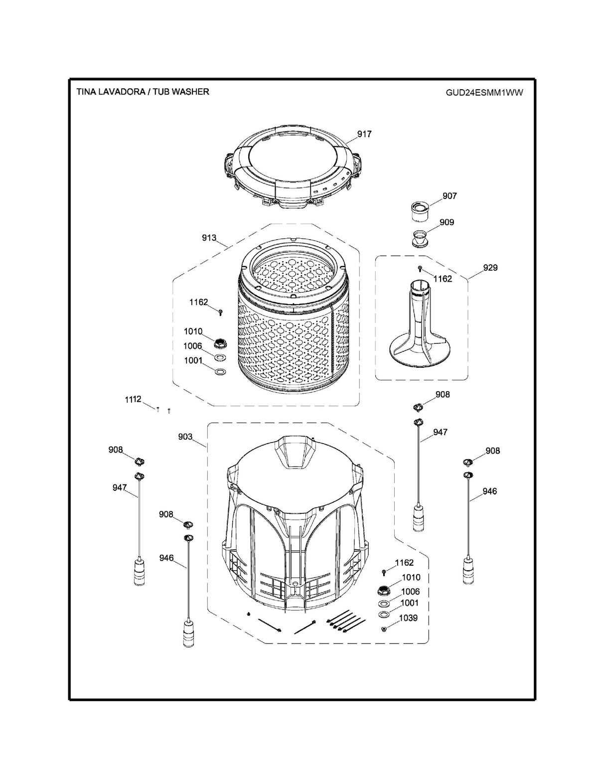 WW03A00246 Washer Inner Basket 24"