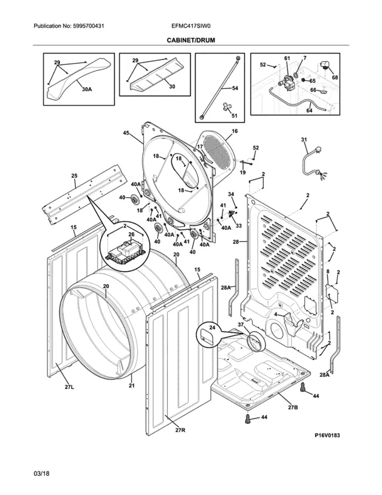 5304523155 Drum Roller, W/Hardware - XPart Supply