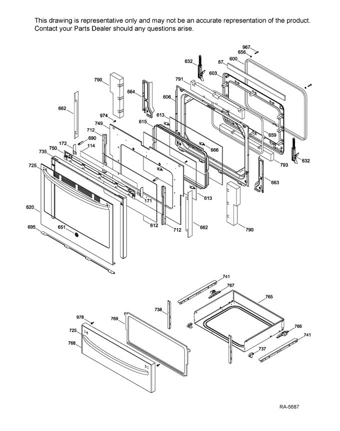 GE Glass Oven Door Assembly WS01L11552 - XPart Supply