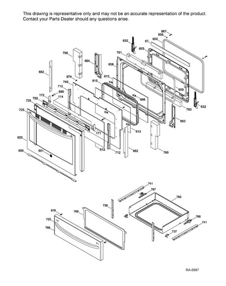 GE Glass Oven Door Assembly WS01L11552 - XPart Supply