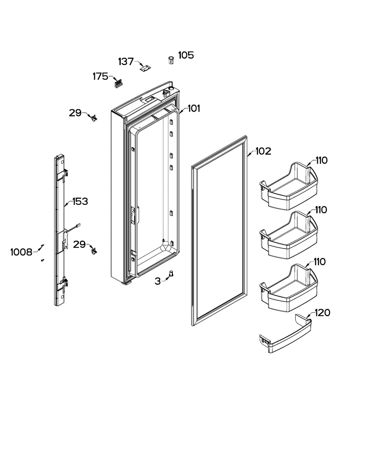 WR01L14231 Refrigerator Door Gasket