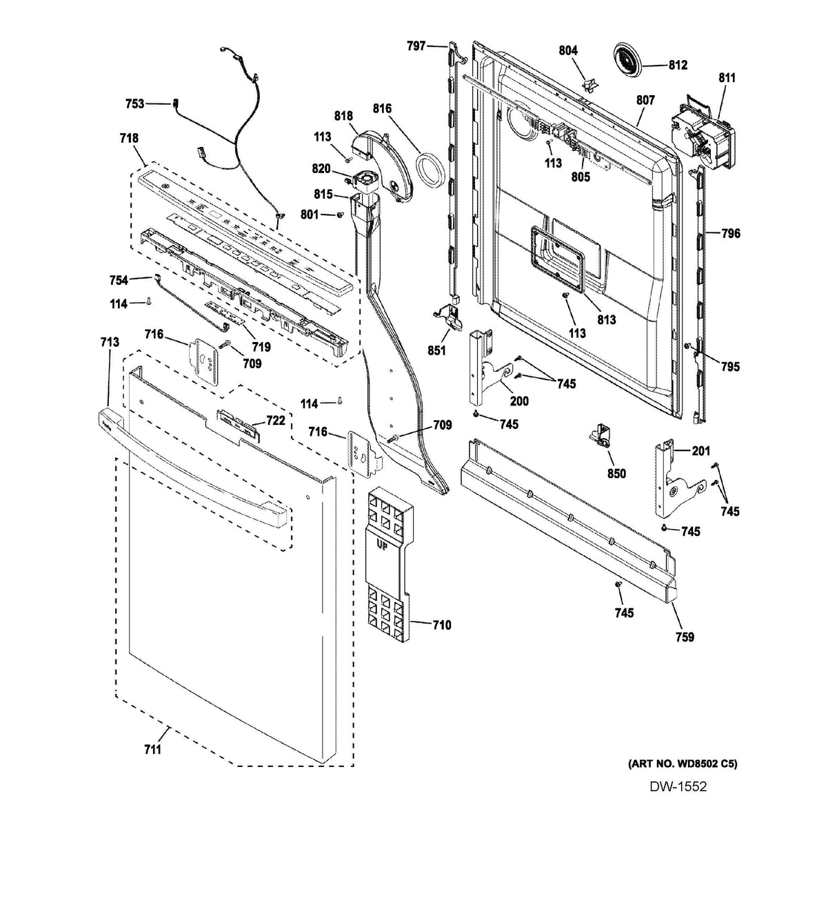 WG04A05117 Dishwasher Configured User Interface Control with Cover - XPart Supply